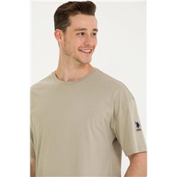 Erkek Haki Oversize Bisiklet Yaka Tişört