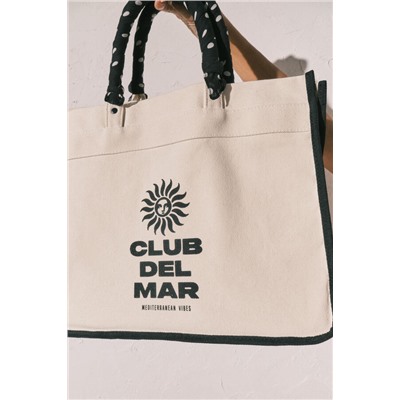 Bolso grande canva beige estampado