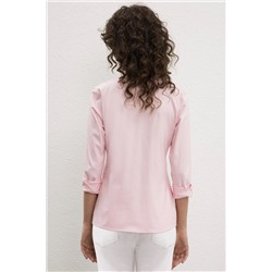 Kadın Pembe Uzun Kollu Basic Gömlek