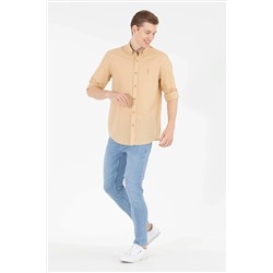 Erkek Camel Uzun Kollu Gömlek