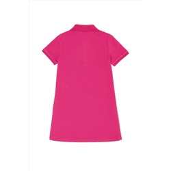 Kız Çocuk Fuşya Polo Yaka Örme Elbise