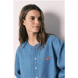 Camisola corta denim ligero azul