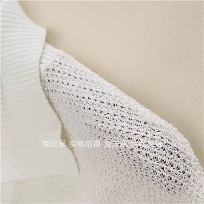 Вязаный ажурный джемпер-поло с короткими рукавами ЗАР*А