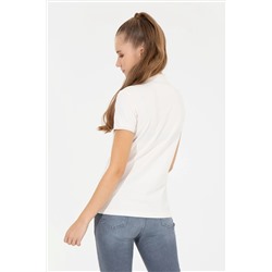 Kadın Ekru Basic Polo Yaka Tişört