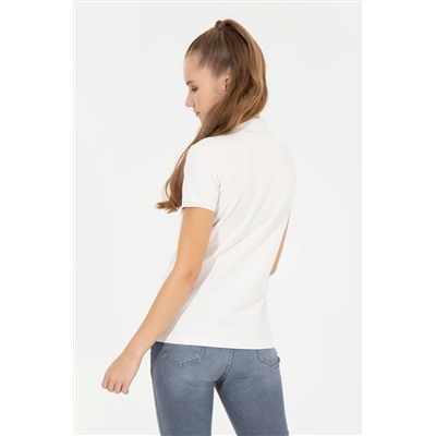 Kadın Ekru Basic Polo Yaka Tişört