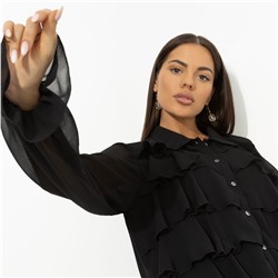 Блуза с объемным декором, Гипнотический стиль (черная)