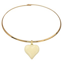 Колье-чокер Сердцебиение (2.5см, эмаль сливочное масло; золото) 42см, Есть комплект