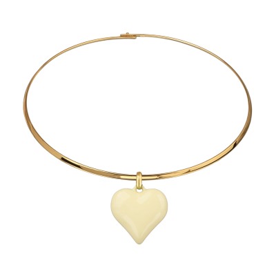 Колье-чокер Сердцебиение (2.5см, эмаль сливочное масло; золото) 42см, Есть комплект