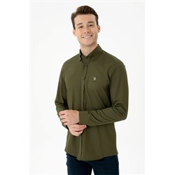 Erkek Haki Uzun Kollu Gömlek