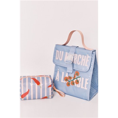 Neceser pequeño impermeable estampado rayas