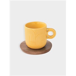 Набор чашек, 2 шт, 0.25 л, красный, жёлтый, на подставке, акация,  Радуга