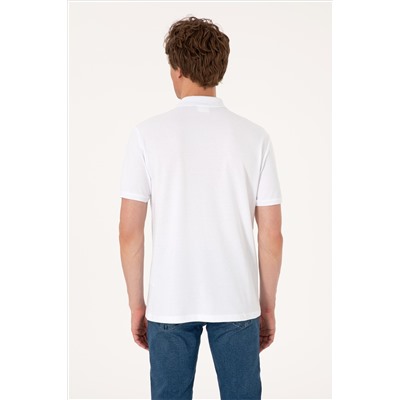 Erkek Regular Fit Polo Yaka Beyaz Tişört