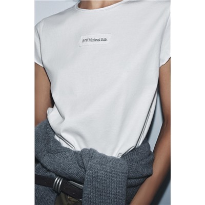 EMBROIDERED SLOGAN T-SHIRT