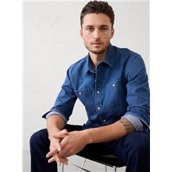 Standard-Fit Vintage Denim Shirt