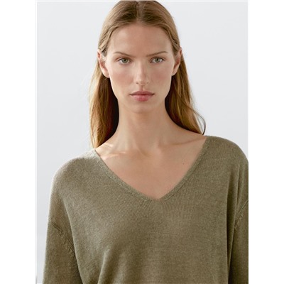 Jersey punto manga larga 100% lino