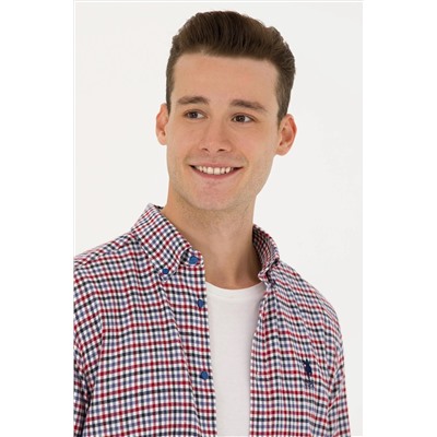 Erkek Saks Uzun Kollu Gömlek