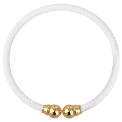 Колье-чокер Дуэт (бусина 16мм, кожа белая; покрытие золото), Есть комплект