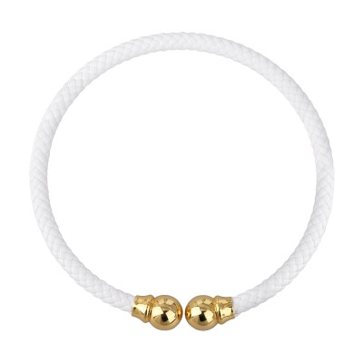 Колье-чокер Дуэт (бусина 16мм, кожа белая; покрытие золото), Есть комплект