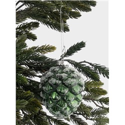 Игрушка елочная, 10 см, стекло, зеленая, Шишка, New year
