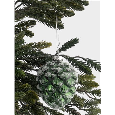 Игрушка елочная, 10 см, стекло, зеленая, Шишка, New year