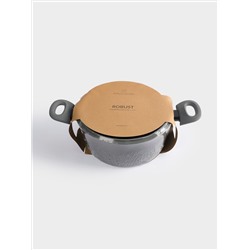 Кастрюля, 24 см, 3,9 л, с крышкой, с покрытием, алюминий, серо-черная, Robust