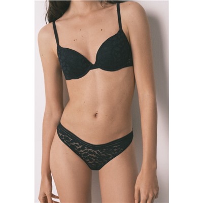 Braga clásica encaje cintura "V" negra