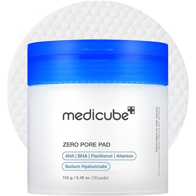 Medicube Zero Pore Pads 2.0, Dual-Textured Facial Toner Pads for Exfoliation and Pore Care with 4.5% AHA Lactic Acid & 0.45% BHA Salicylic Acid, Ideal for All Skin Types, Korean Skin Care (70 units)
