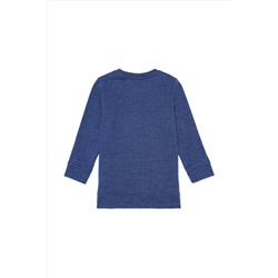 Çocuk Mavi Bisiklet Yaka Sweatshirt