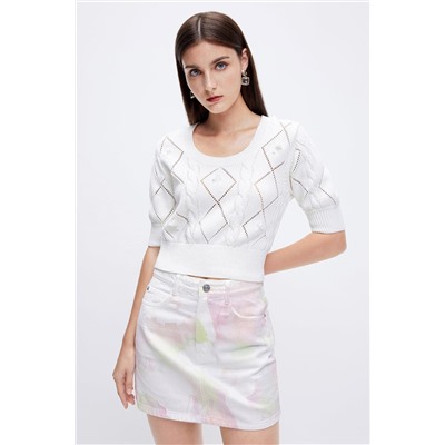 Top de punto calado Blanco