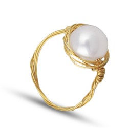 Кольцо (жемчуг белый 8мм; покрытие золото), Есть комплект