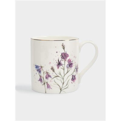 Кружка, 380 мл, фарфор F, белая, с золотистым кантом, Колокольчики, Giardino