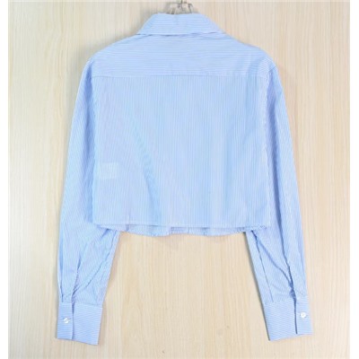 Женская хлопковая полосатая повседневная рубашка с длинным рукавом