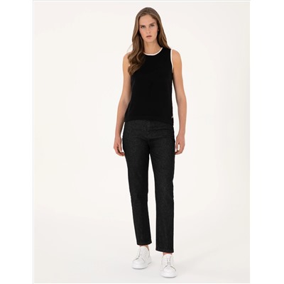 Siyah Mom High Waist Fit Jean Pantolon