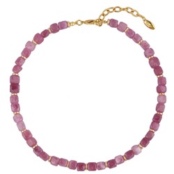Колье Селена (кварц розовый 7-8мм; покрытие золото) 42-49см, Есть комплект