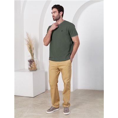 Футболка с V-вырезом из премиального хлопка с эластаном