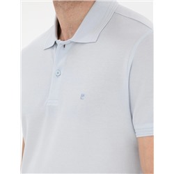 Açık Mavi Slim Fit %100 Pamuk Polo Yaka Basic Tişört