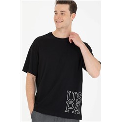 Erkek Siyah Oversize Bisiklet Yaka Tişört