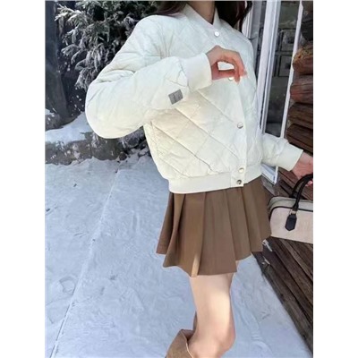 MaxMar* новый логотип с буквенной пуговицей и ромбовидной шотландкой, теплая куртка-пуховик с длинными рукавами из 90% белого утиного пуха, кремово-белый, черный, SML, [размер M; ширина плеч 44, обхват груди 114, длина рукава 61, длина одежды 55