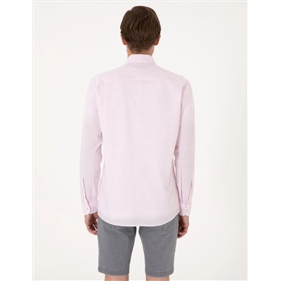 Nar Çiçeği Slim Fit Uzun Kollu Gömlek