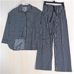 Нежная полосатая пижама и брюки из смеси хлопка с эластаном