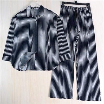 Нежная полосатая пижама и брюки из смеси хлопка с эластаном