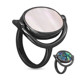 Кольцо Амфитрита (гелиотис, перламутр; покрытие черный родий), Есть комплект