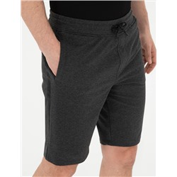 Antrasit Melanj Slim Fit Örme Şort