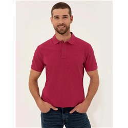 Fuşya Slim Fit Polo Yaka Basic Tişört