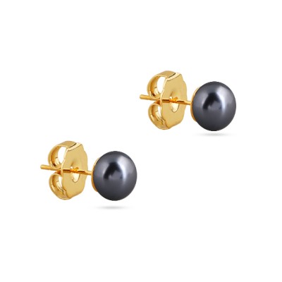 Пусеты (Майорка 8мм темно-серая; покрытие золото), Есть комплект