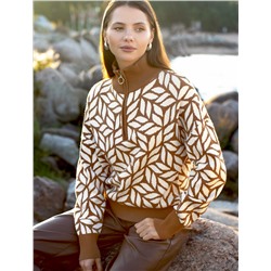 Джемпер с воротом на молнии жаккардовой вязки с кашемиром