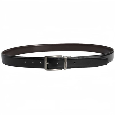 Мужской ремень из серой глянцевой кожи с вращающейся пряжкой  АРМАН*И