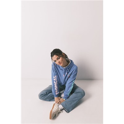 Sudadera capucha felpa algodón azul