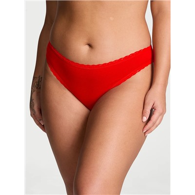 Cotton Pointelle Lace-Waist Bikini