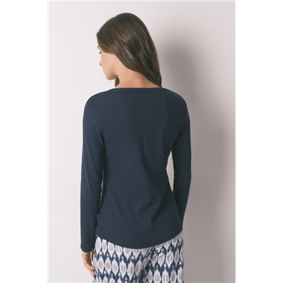 Camiseta manga larga algodón azul